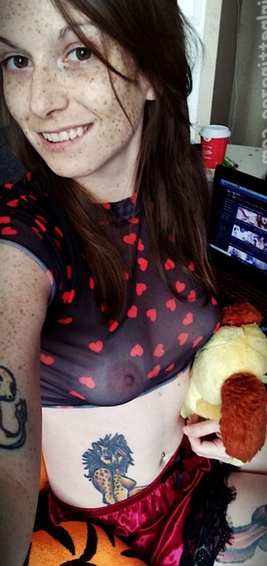 Cute Red Hearts Lingerie Selfies