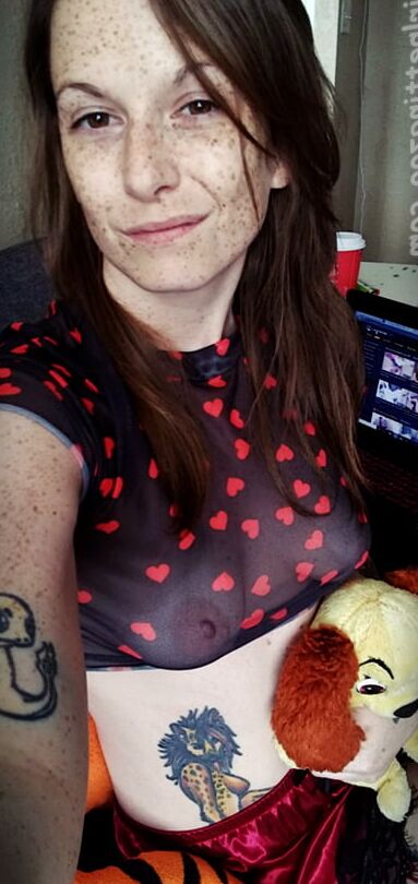 Cute Red Hearts Lingerie Selfies