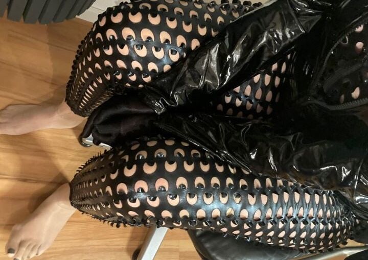 Black Leggings, Nylons and High Heel Sling Pumps