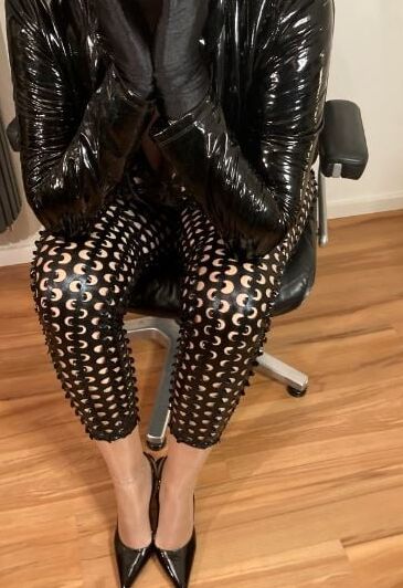 Black Leggings, Nylons and High Heel Sling Pumps