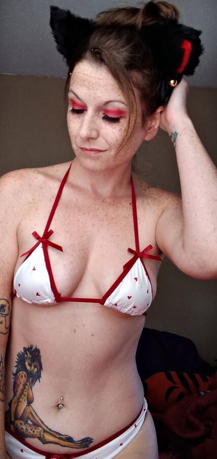 Cute Red Hearts Lingerie Selfies