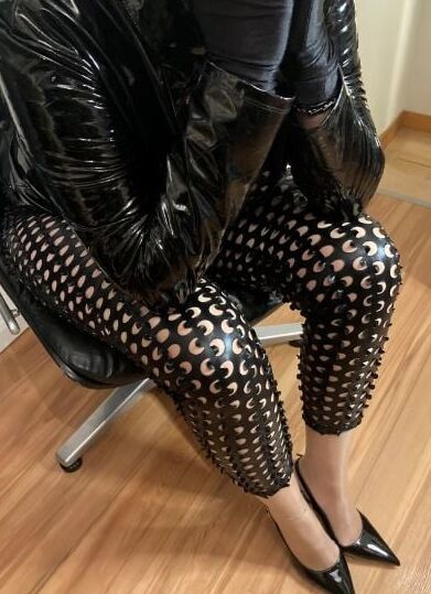 Black Leggings, Nylons and High Heel Sling Pumps