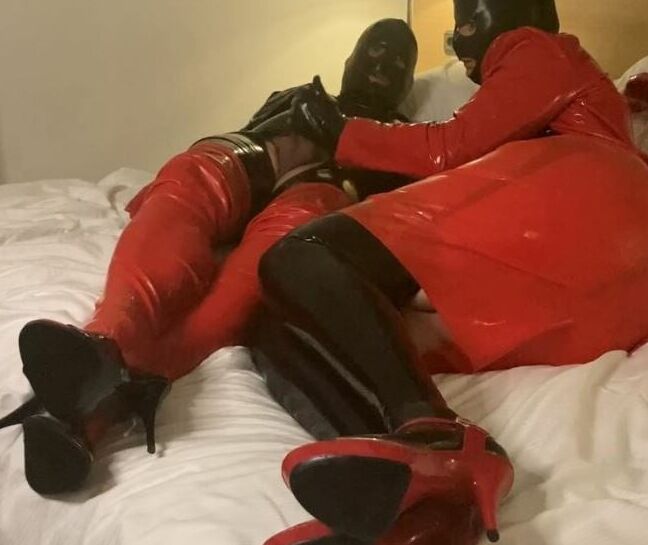 Black and Red Latex Fetish Couple