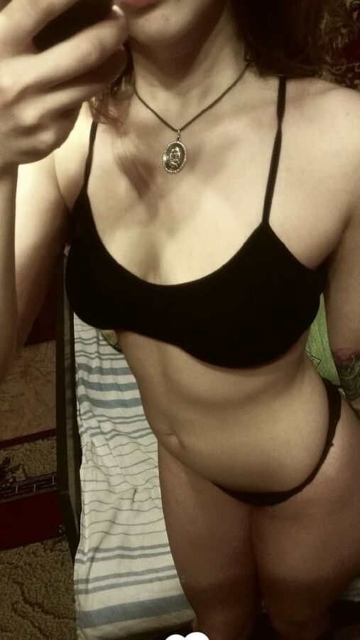 Brunette sweetie with a tattoo fools around