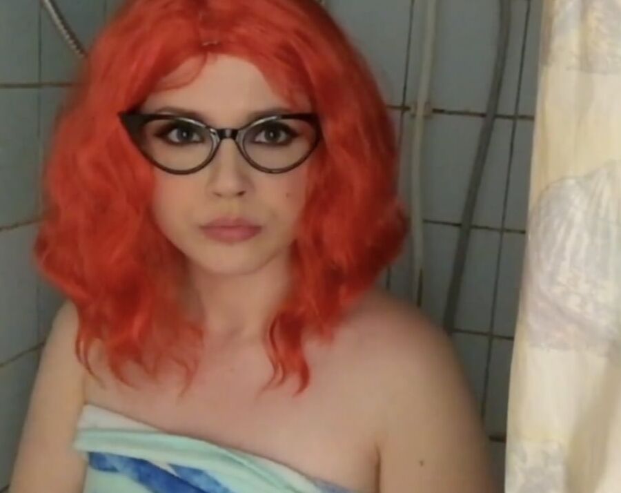 Redhead in bathroom