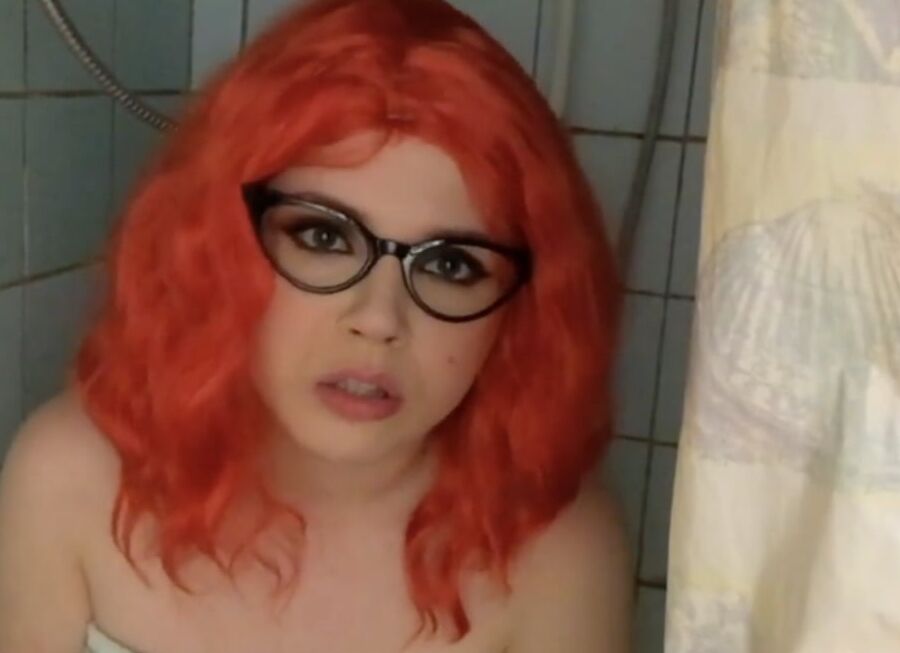 Redhead in bathroom