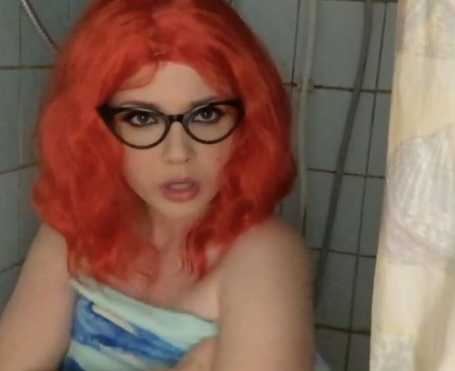 Redhead in bathroom