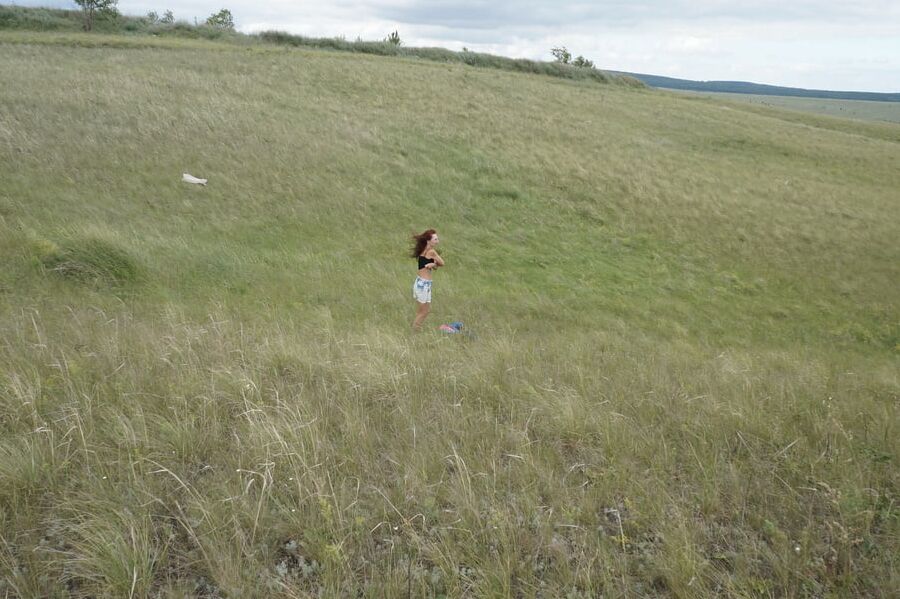 Naked on big meadow