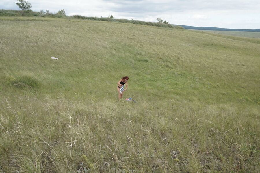 Naked on big meadow