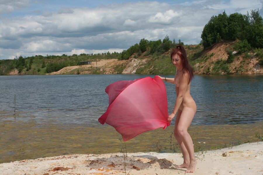 Naked with red shawl 3
