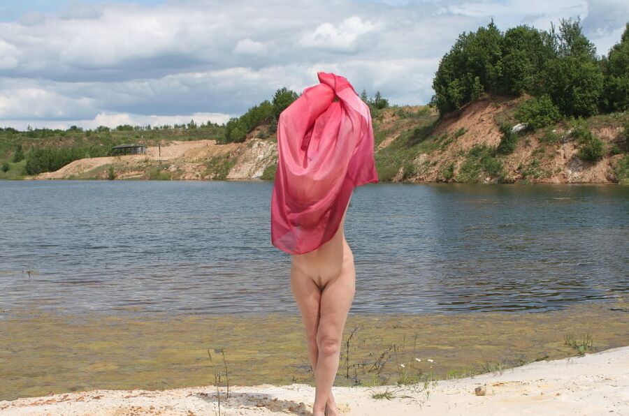 Naked with red shawl 3