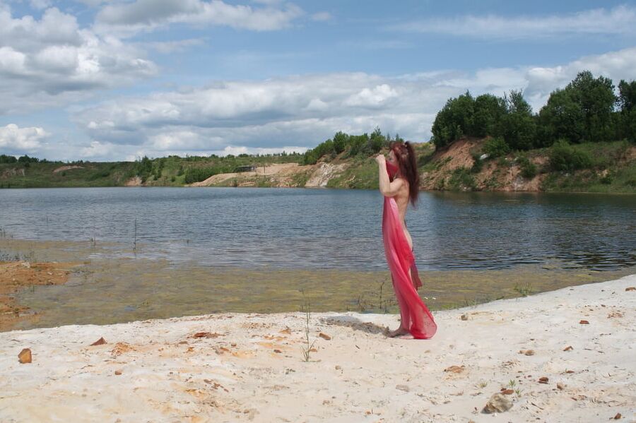 Naked with red shawl 3
