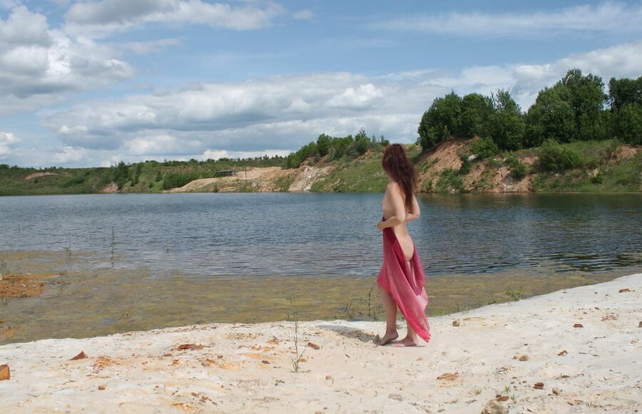 Naked with red shawl 3