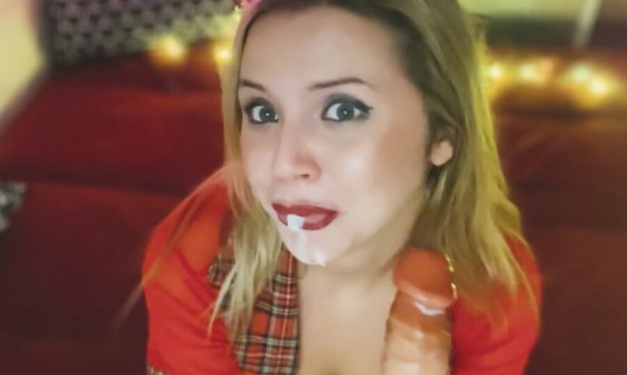 Sexy girl with cum and dick