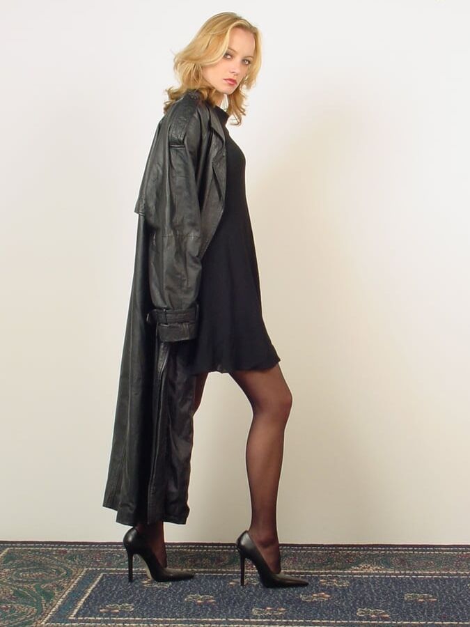Elegant Blonde Faith In Black Pantyhose