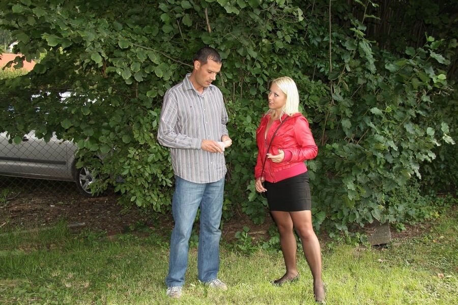 They fuck first outdoors and then in a country cottage