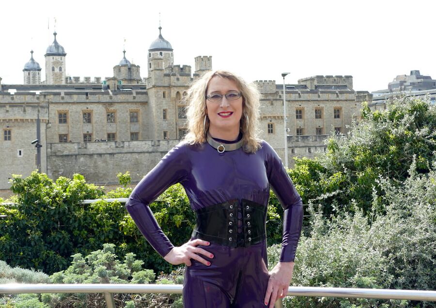 London in Latex Catsuit