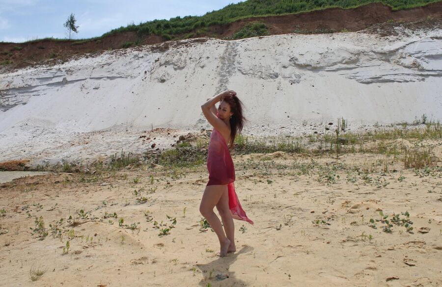 Red Shawl on White sand