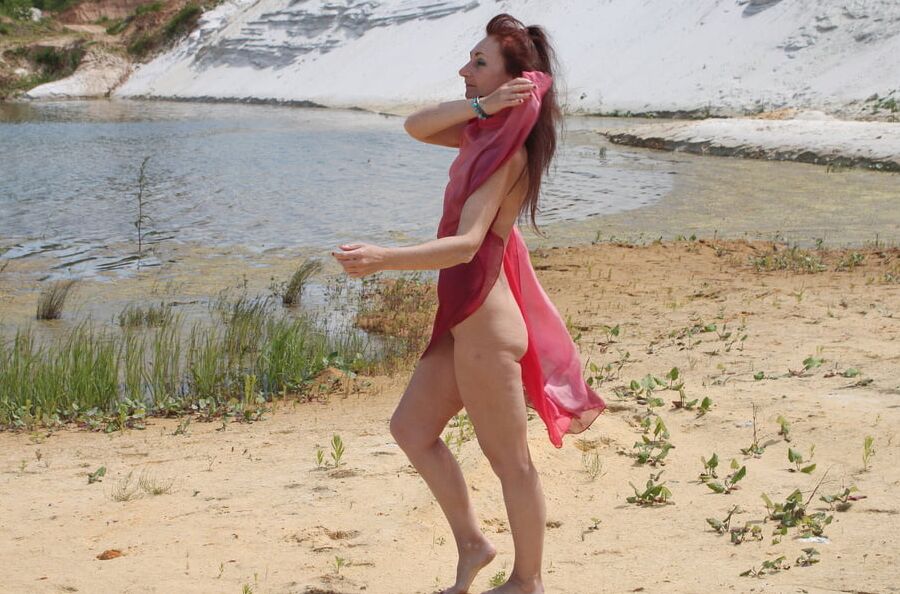 Red Shawl on White sand