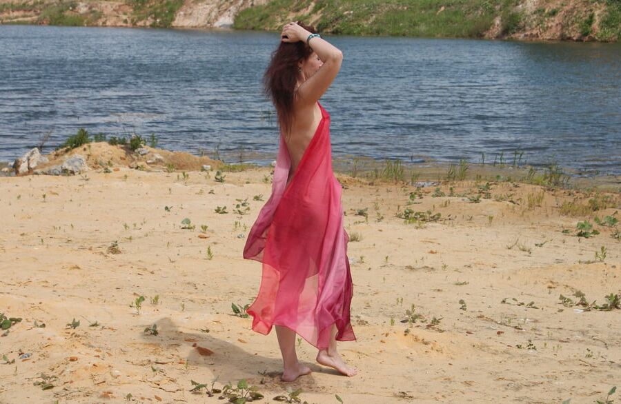 Red Shawl on White sand