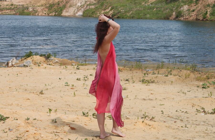 Red Shawl on White sand