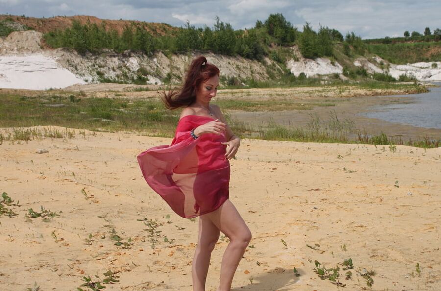 Red Shawl on White sand