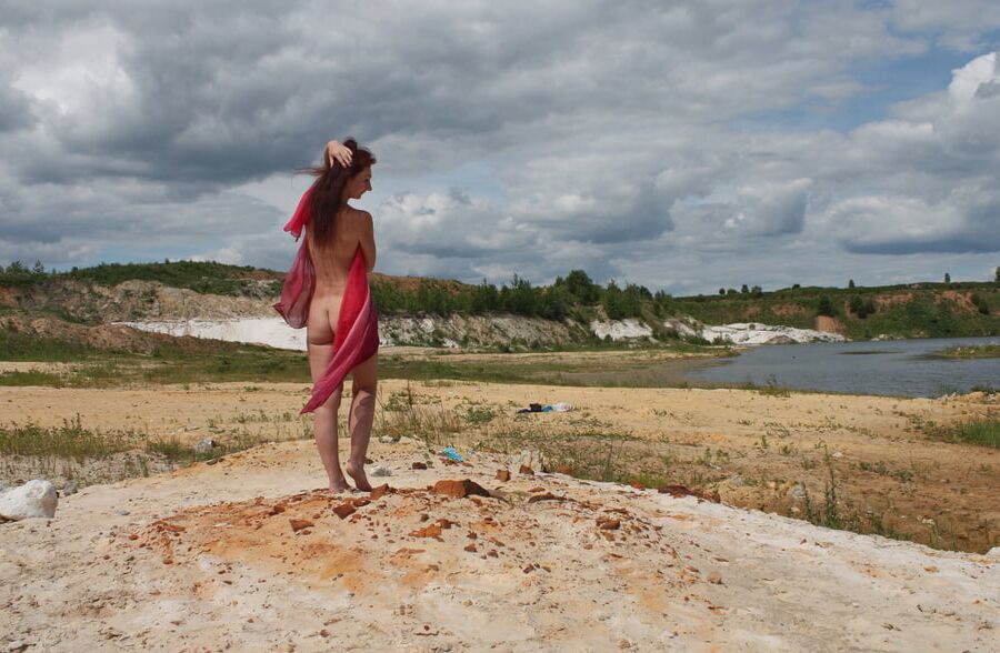 Red Shawl on White sand