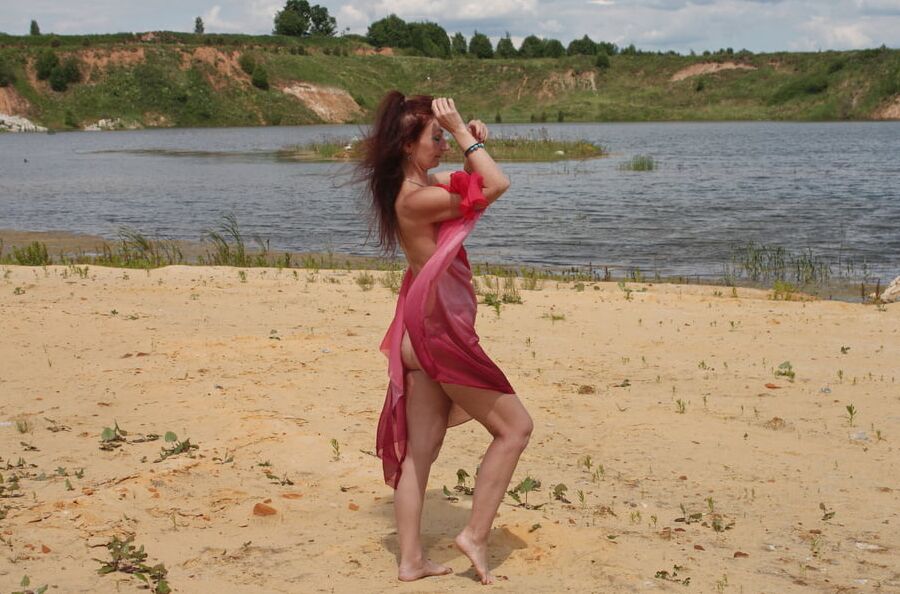 Red Shawl on White sand