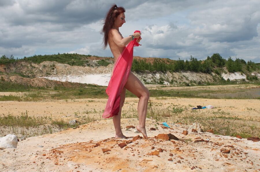 Red Shawl on White sand