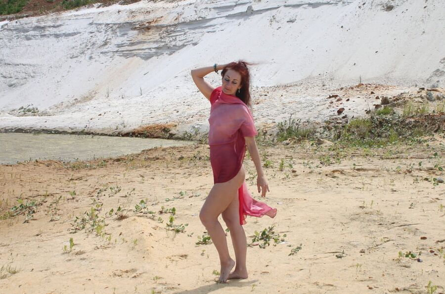 Red Shawl on White sand
