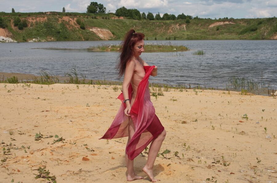 Red Shawl on White sand