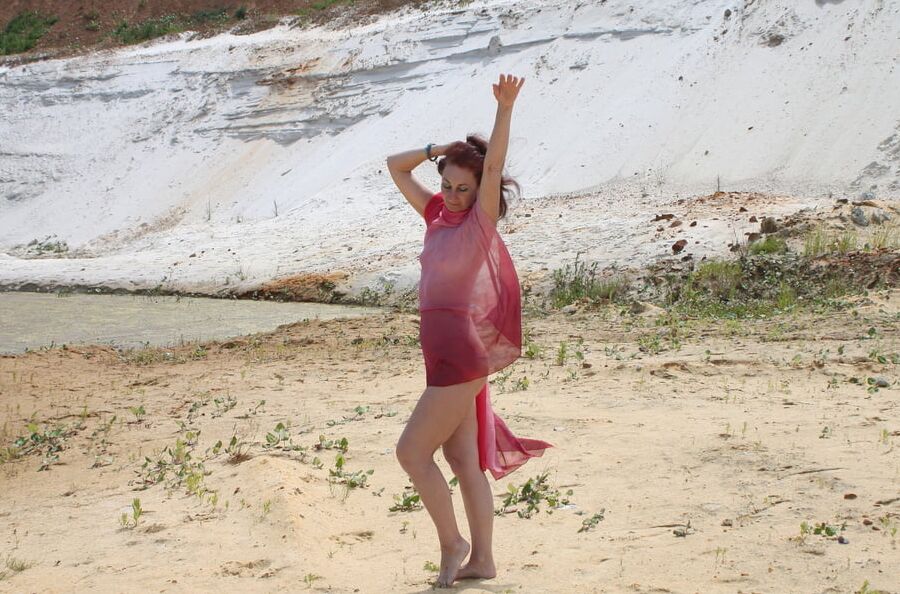 Red Shawl on White sand