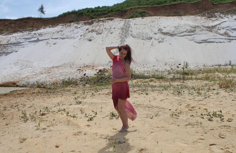 Red Shawl on White sand