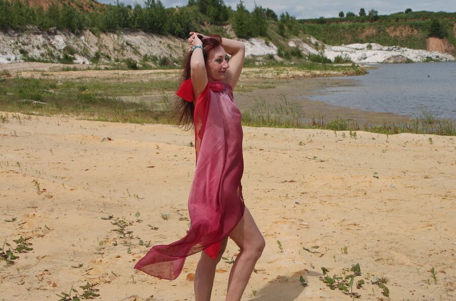 Red Shawl on White sand