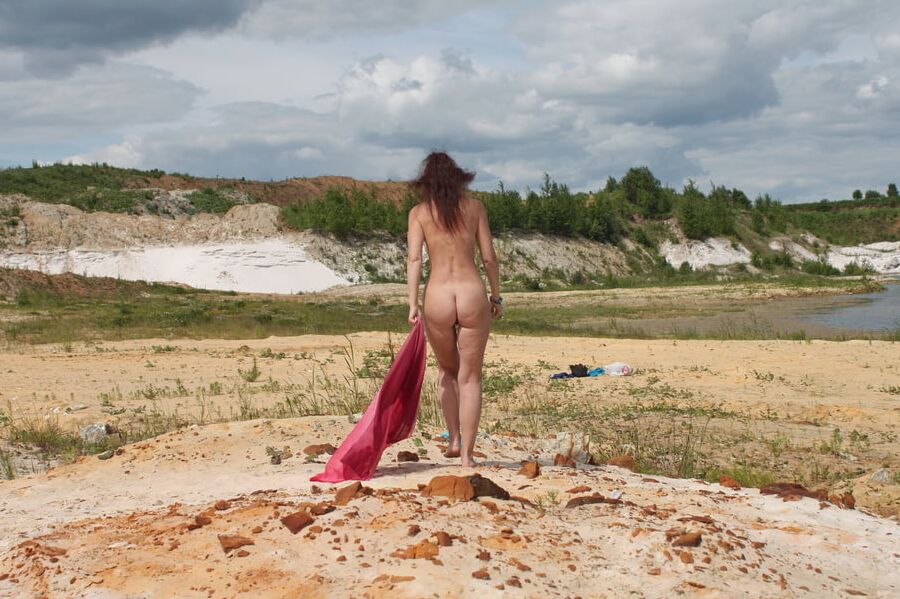 Red Shawl on White sand