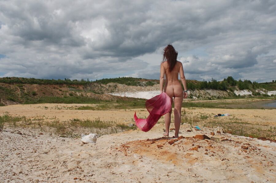 Red Shawl on White sand
