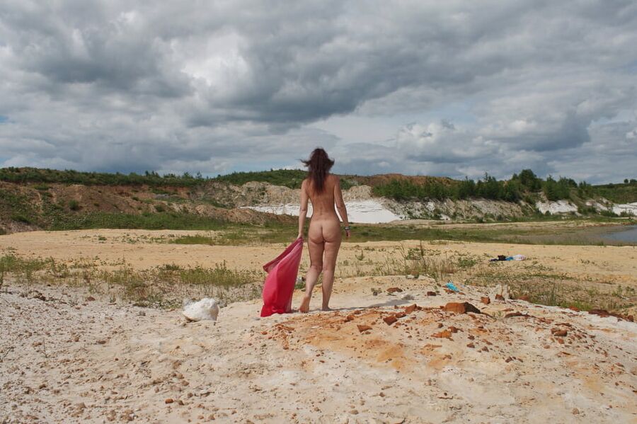Red Shawl on White sand