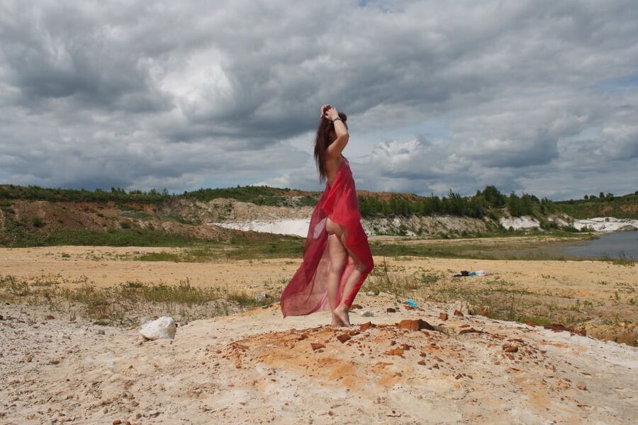 Red Shawl on White sand