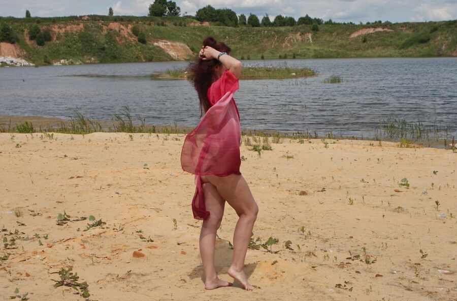 Red Shawl on White sand