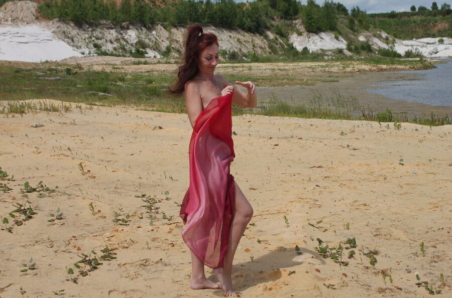 Red Shawl on White sand