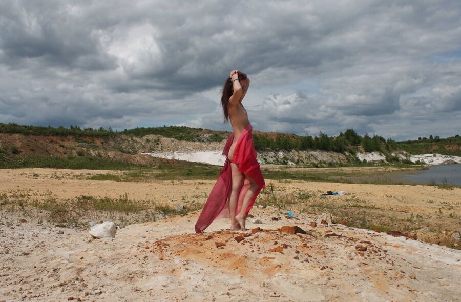 Red Shawl on White sand