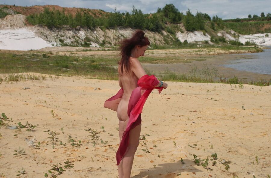 Red Shawl on White sand