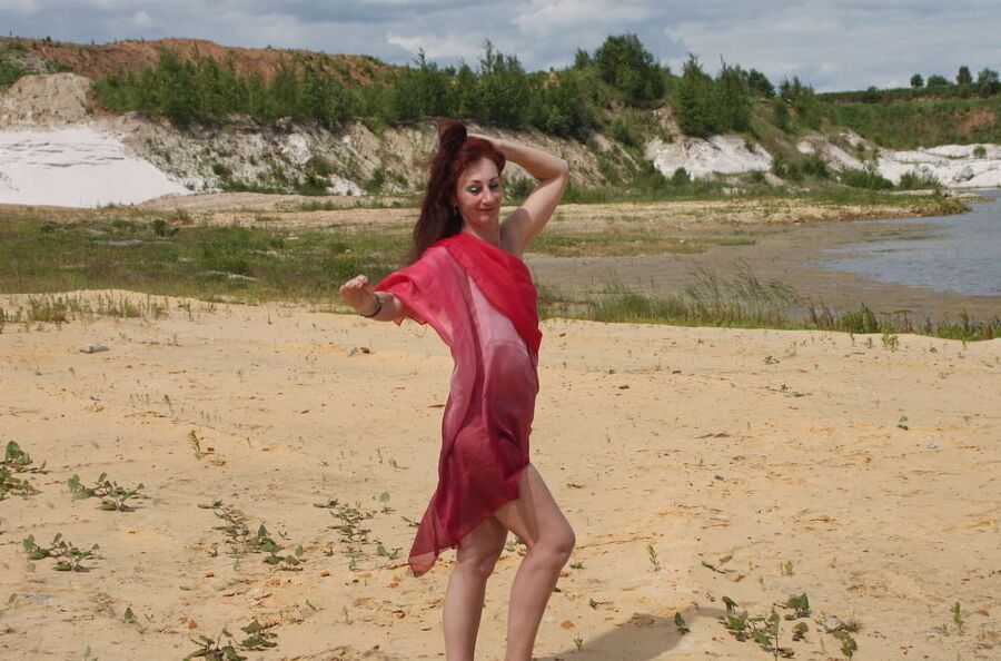 Red Shawl on White sand