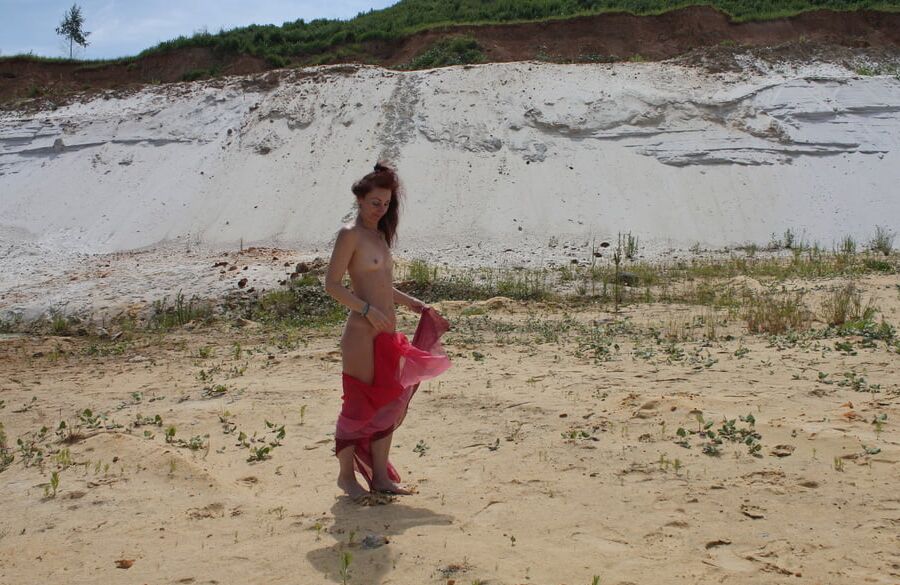Red Shawl on White sand