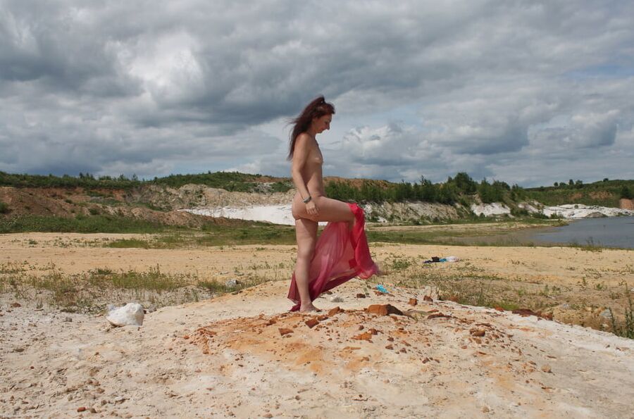Red Shawl on White sand