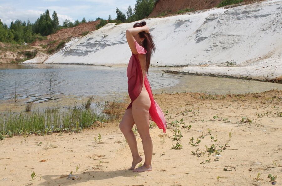 Red Shawl on White sand