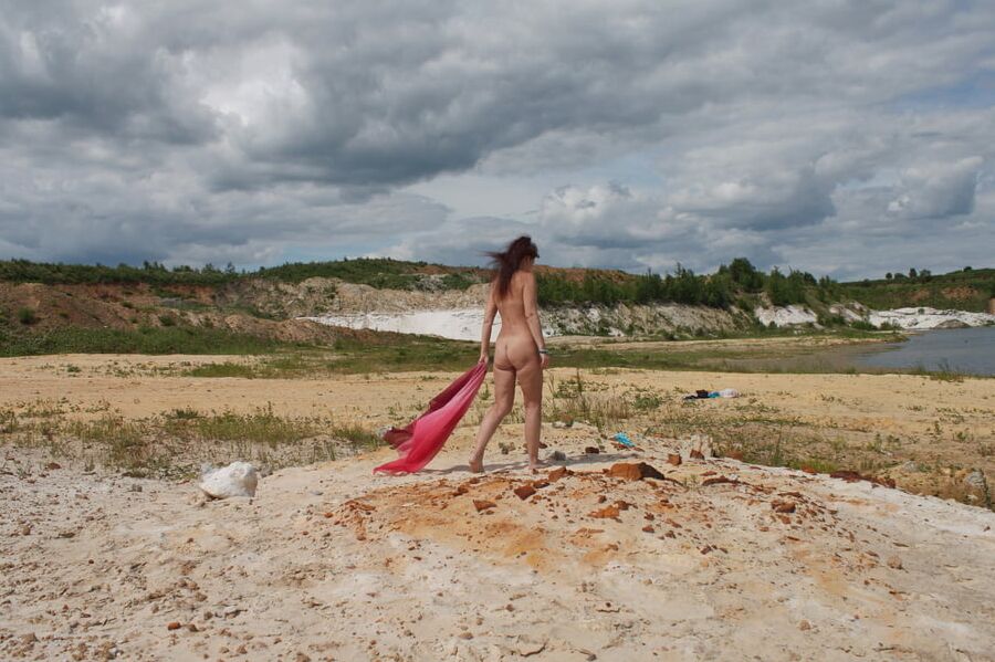 Red Shawl on White sand