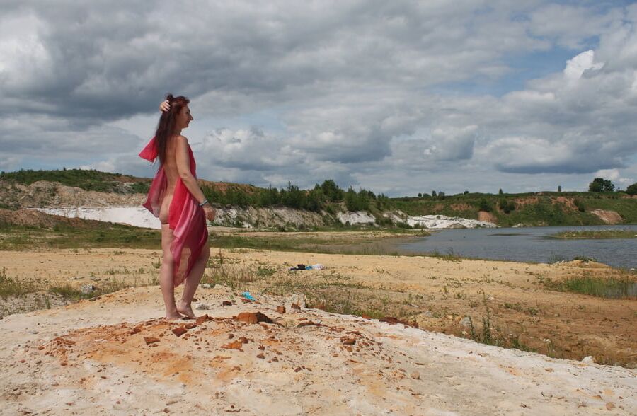 Red Shawl on White sand