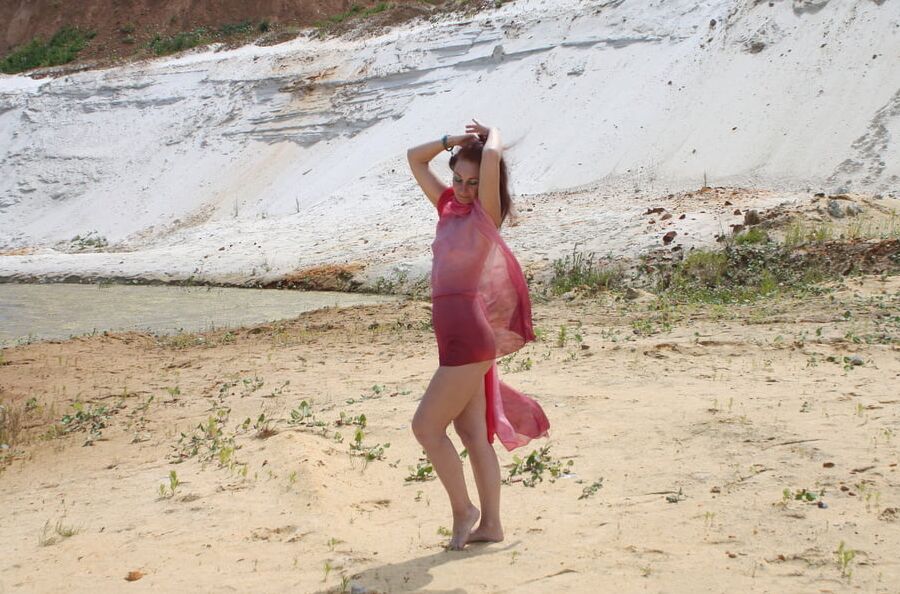 Red Shawl on White sand