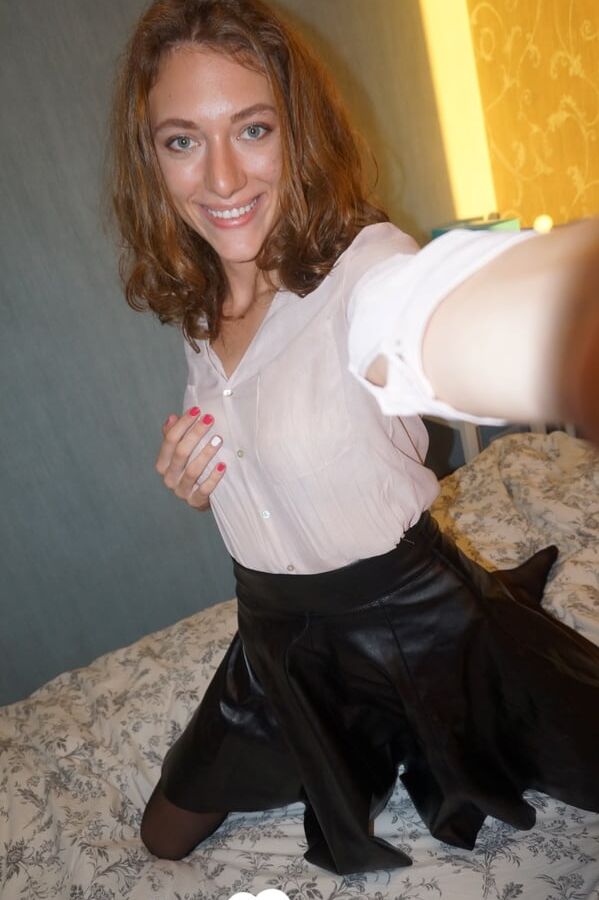 Cute weeb trying out black stockings on camera